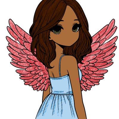 realistic girl with wings