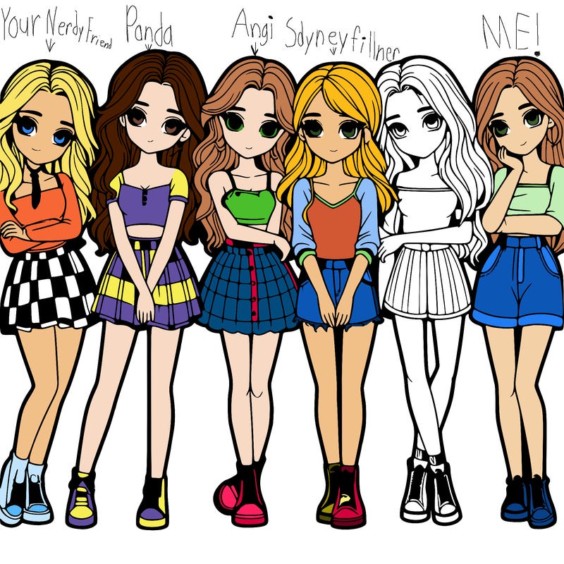 a group of girls realistic