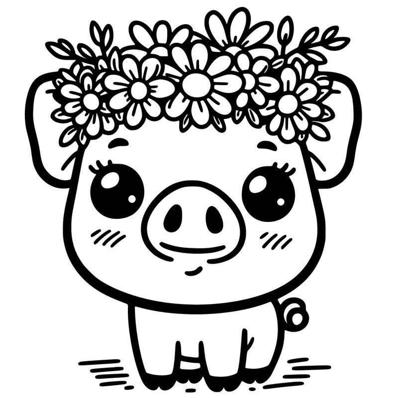 pig with flower crown