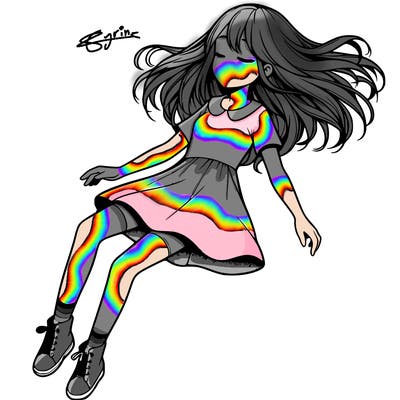 realistic girl floating