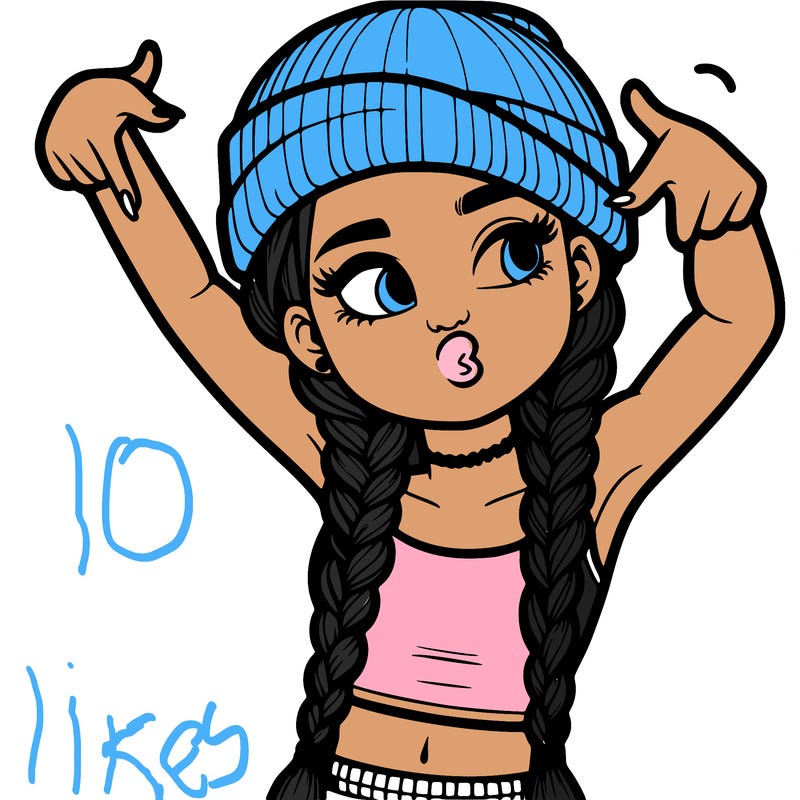 realistic teenage girl with braids and a beanie and crop top doing 🫶🏼