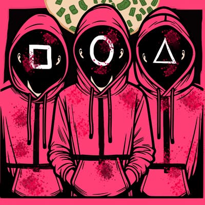 3 faceless people in  hoodies