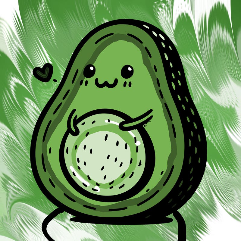an avocado hugging an avocado