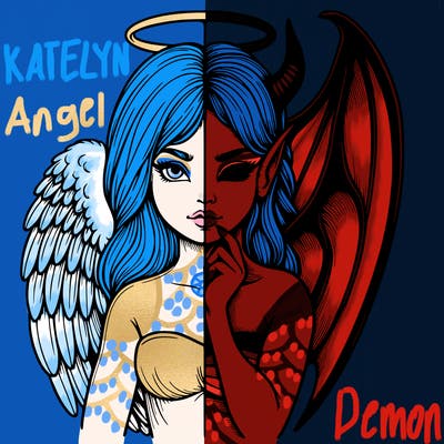 realistic angel half demon