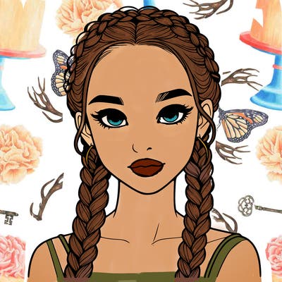 realistic girl with braids