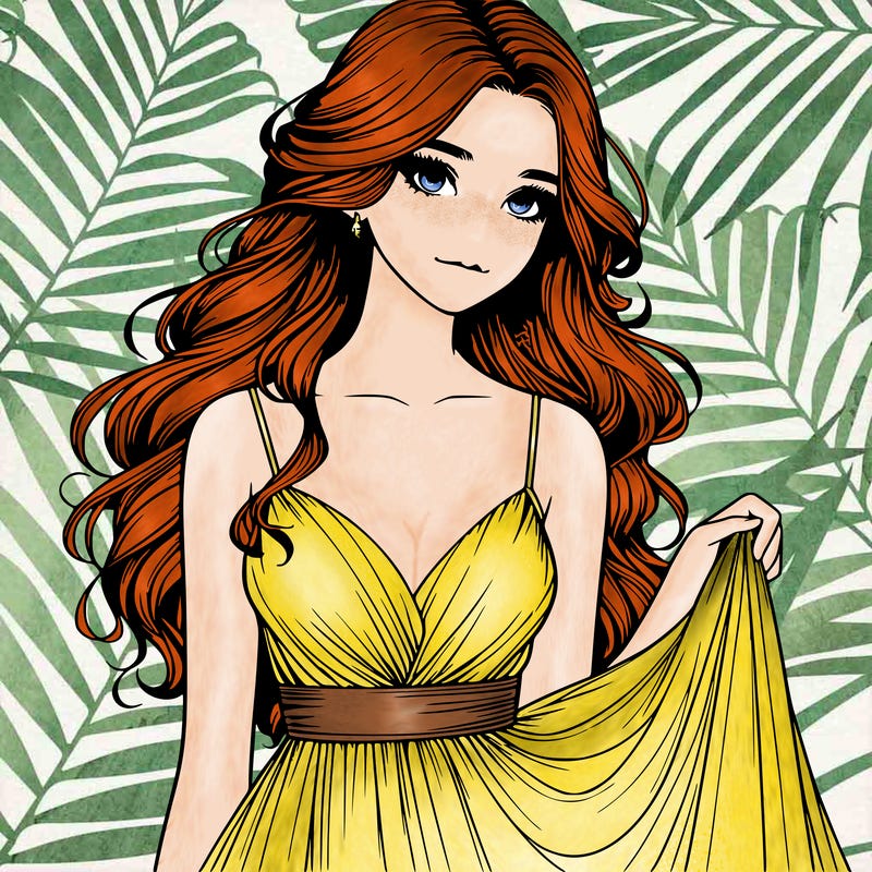 realistic girl in flowy silky prom dress