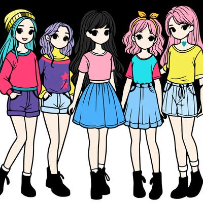 a group of five girls