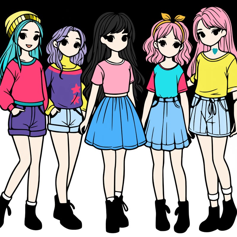 a group of five girls