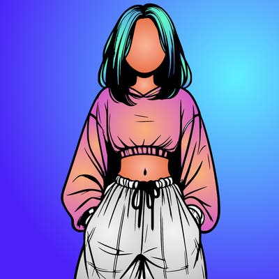 realistic girl faceless with baggy pants and a crop top