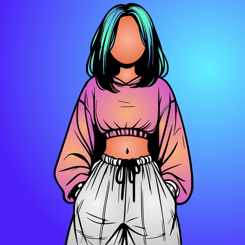 realistic girl faceless with baggy pants and a crop top