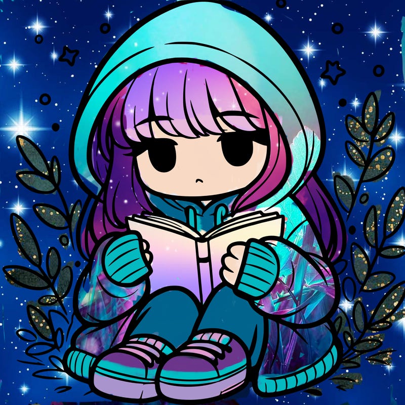 girl in oversized hoodie reading a book