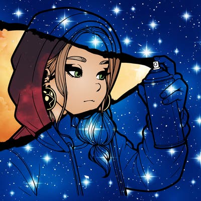 a realistic girl, spray painting