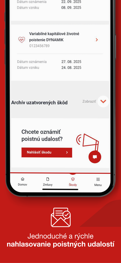 Moja Generali - Moja Generali mobile app screen for reporting an insurance claim