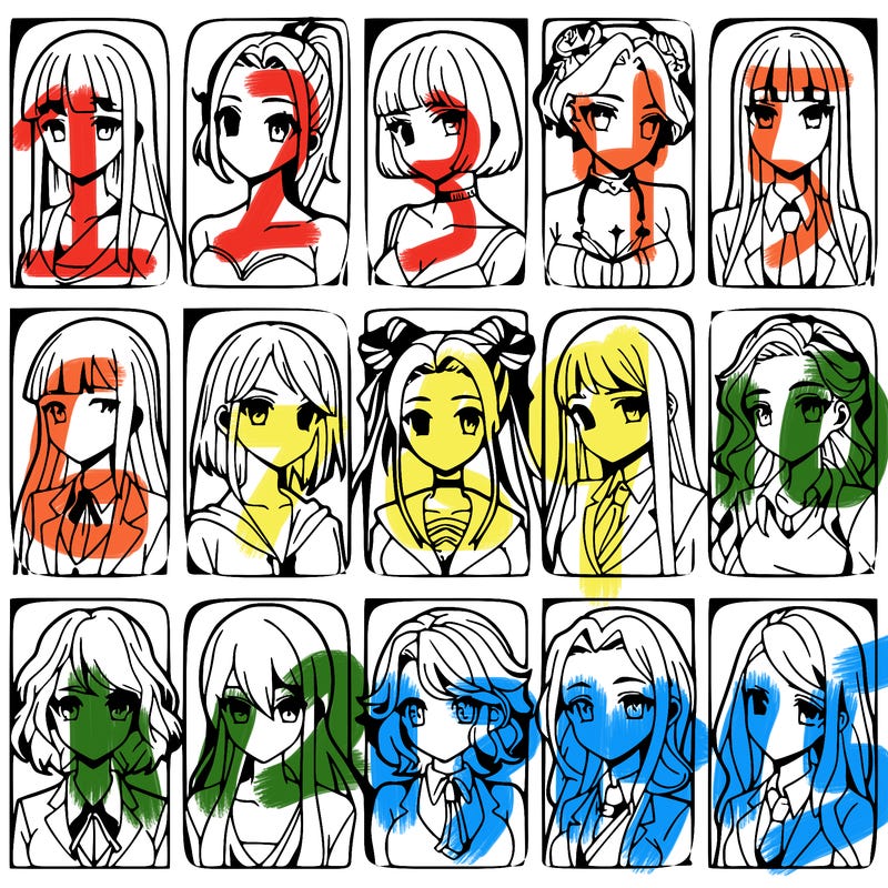 girls that look diffrent anime