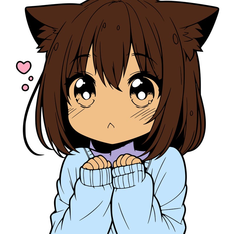 shy anime catgirl