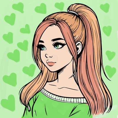 realistic girl with a high ponytail