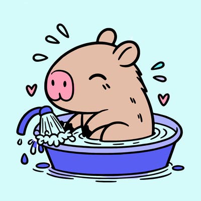 capybara taking a bath