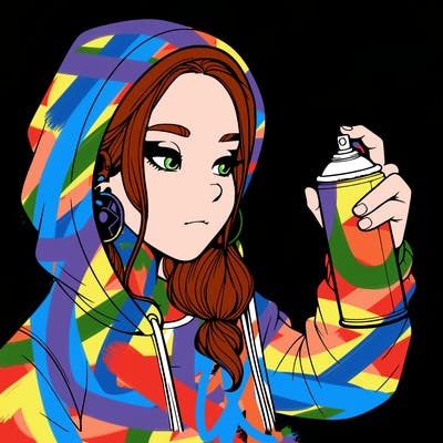 a realistic girl, spray painting