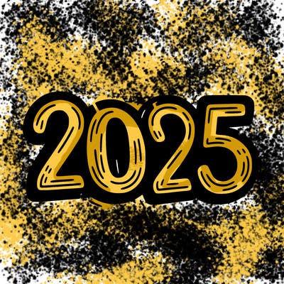 one line scrawled numbers sketch design “2025”