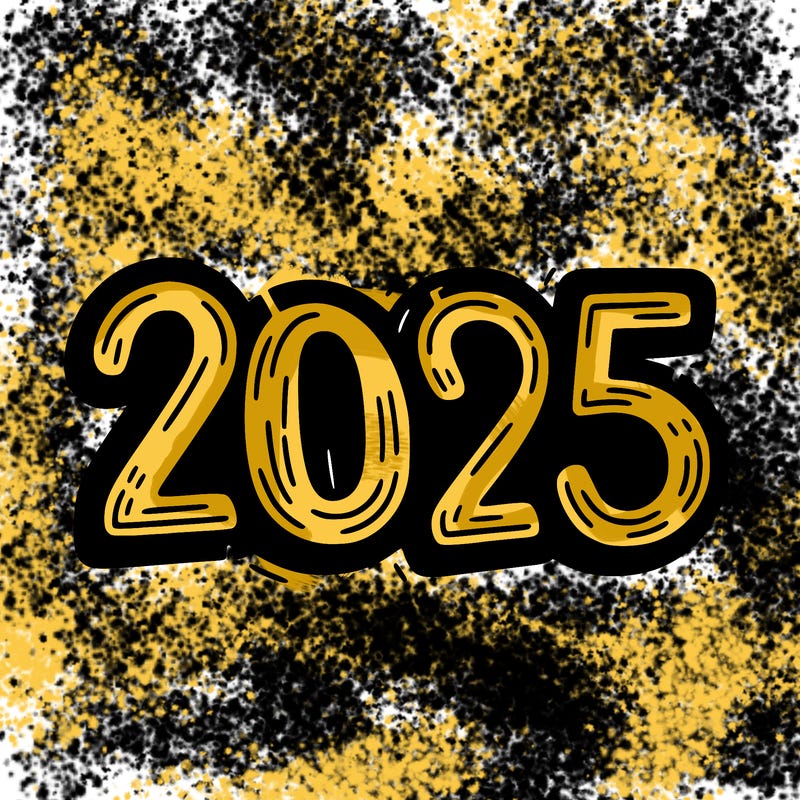 one line scrawled numbers sketch design “2025”