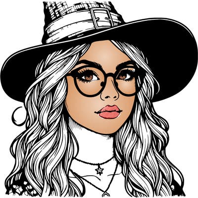 a witch with glasses realistic