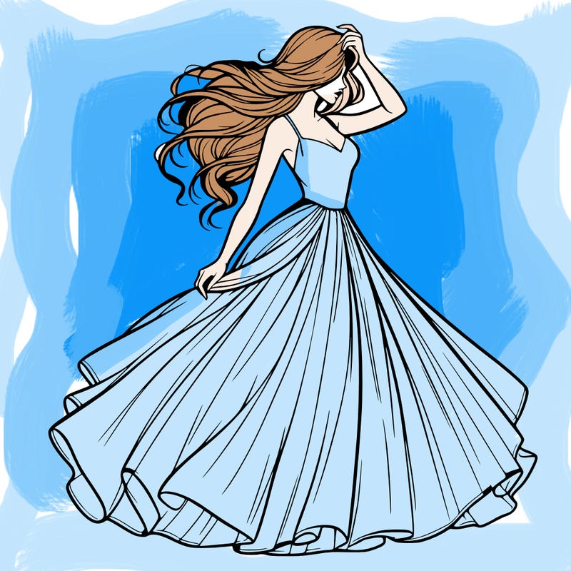 realistic woman with dress flowing in the wind