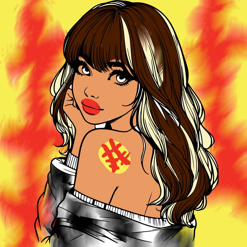 realistic girl with bangs looking over her shoulder
