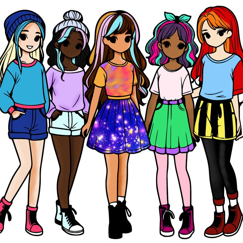 a group of five girls