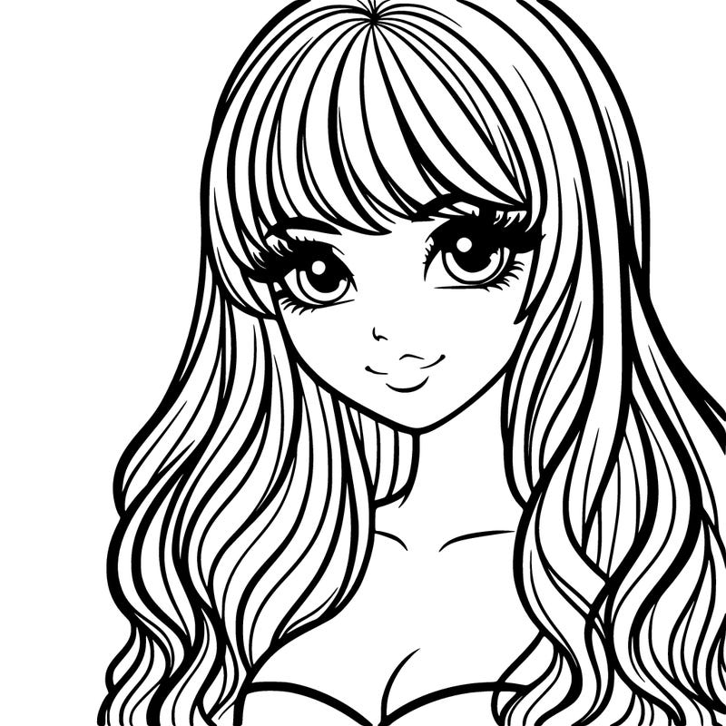 pretty woman with long hair and bangs