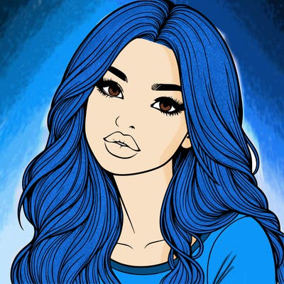 realistic girl with hair on her hair and lips