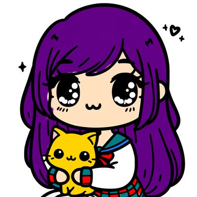 kawii girl holding a cat