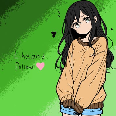 manga teen girl  in a sweater and baggy pants
