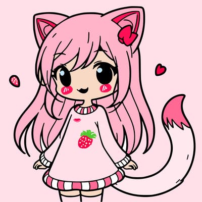 girl with cat ears and tail