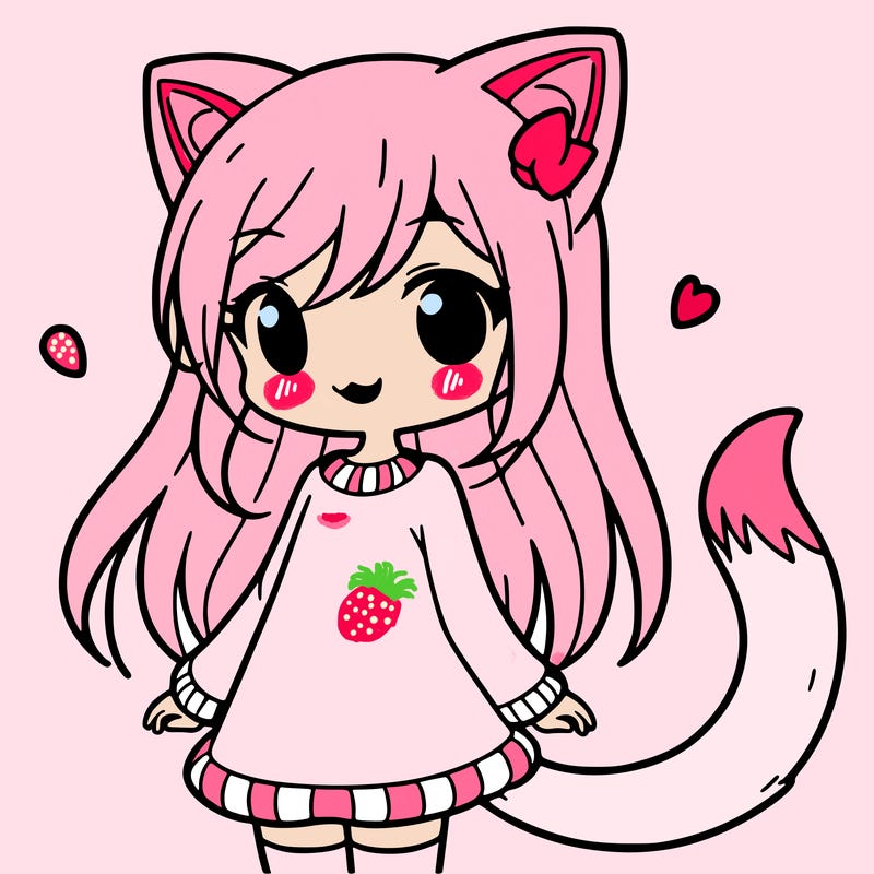 girl with cat ears and tail