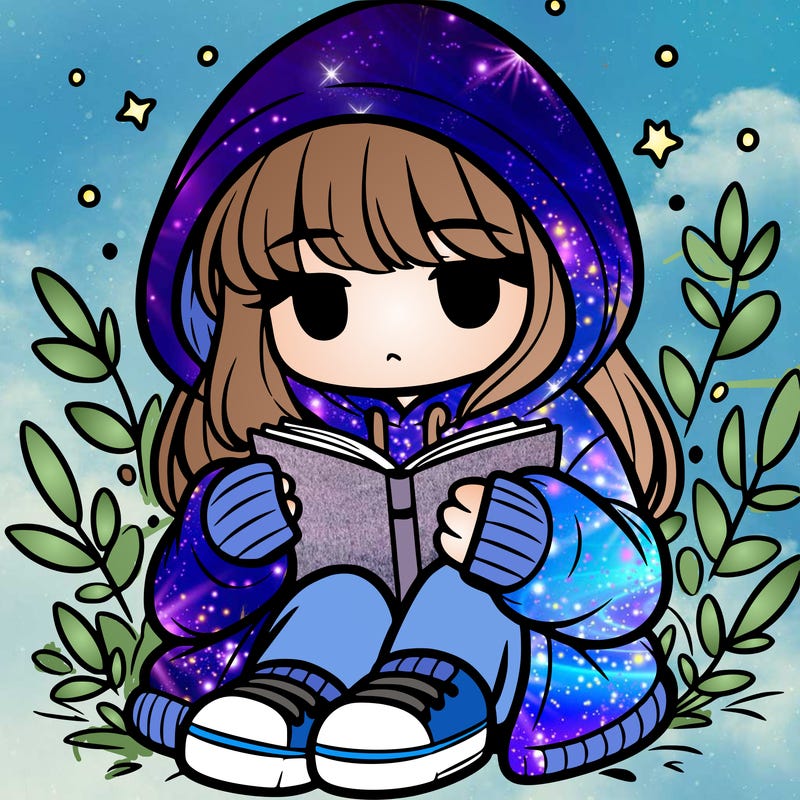 girl in oversized hoodie reading a book