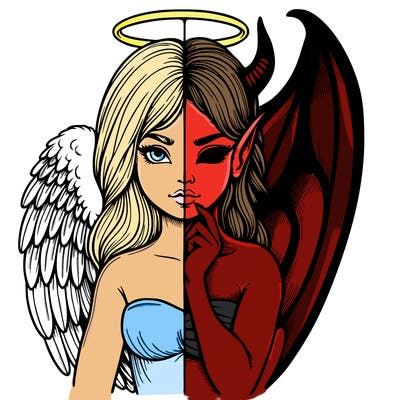 realistic angel half demon