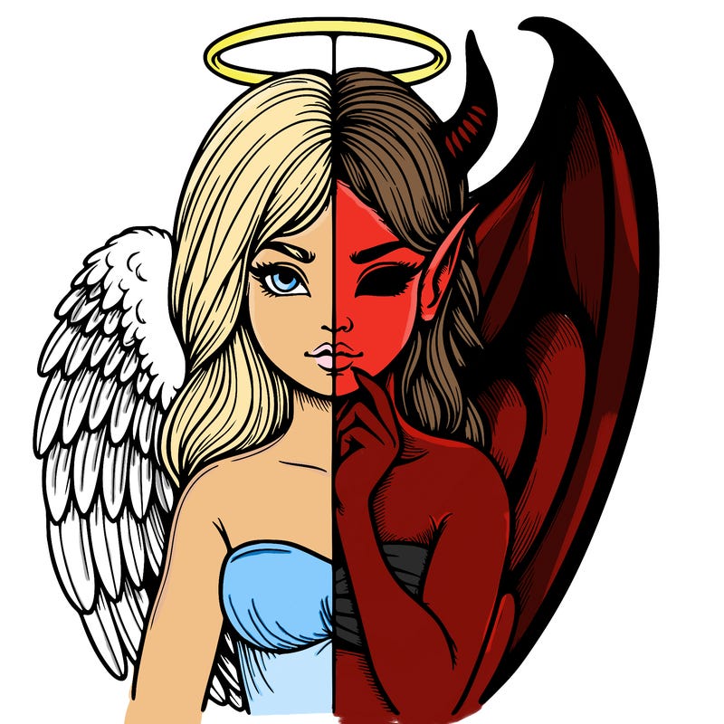 realistic angel half demon