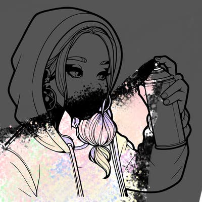 a realistic girl, spray painting