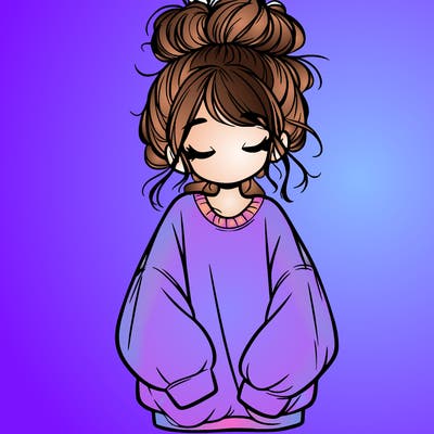 girl with baggy sweatshirt and messy bun