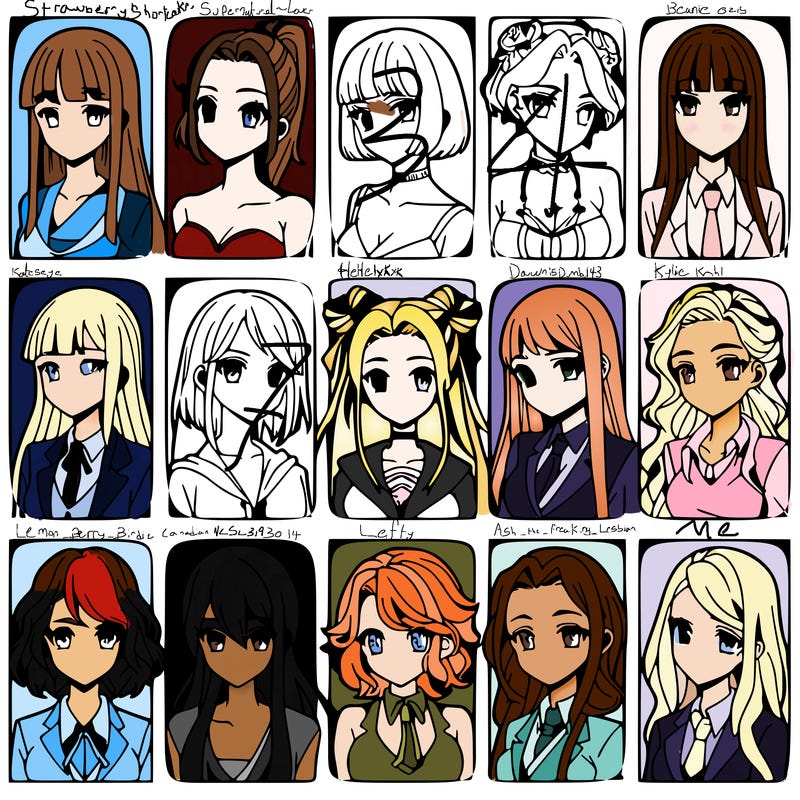 girls that look diffrent anime