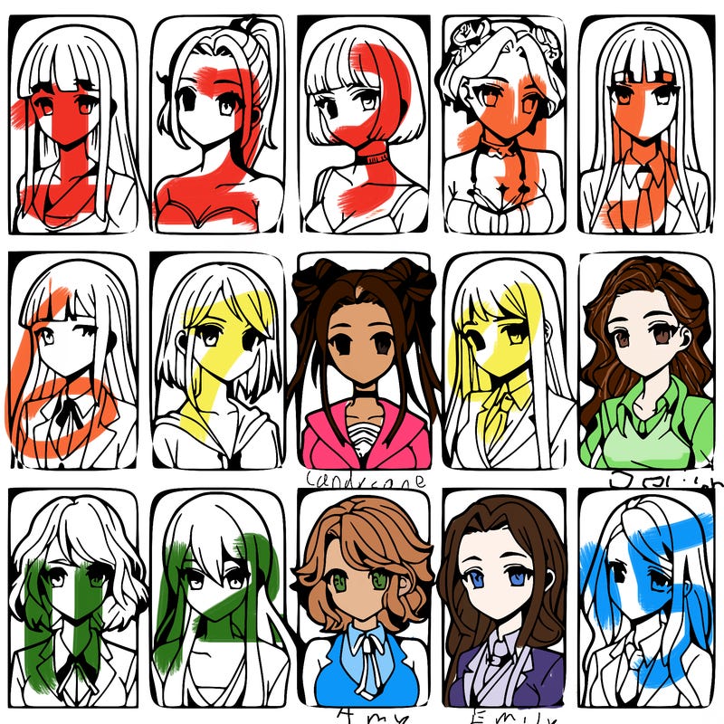 girls that look diffrent anime