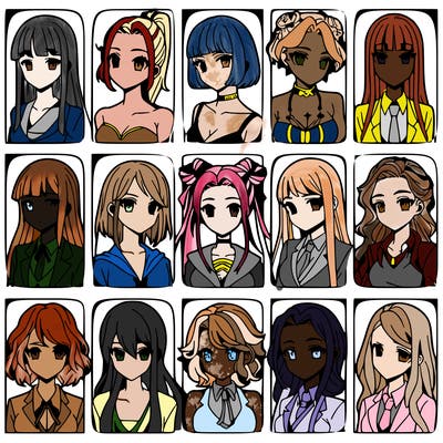 girls that look diffrent anime