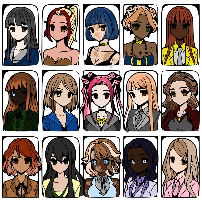 girls that look diffrent anime