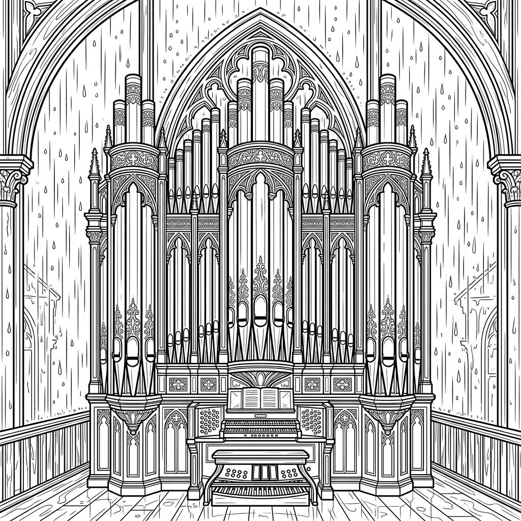 Organ Pipes Coloring Page - Rainy Day Art for Adults — Color Pop
