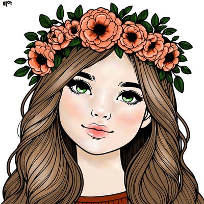 realistic girl with flower crown