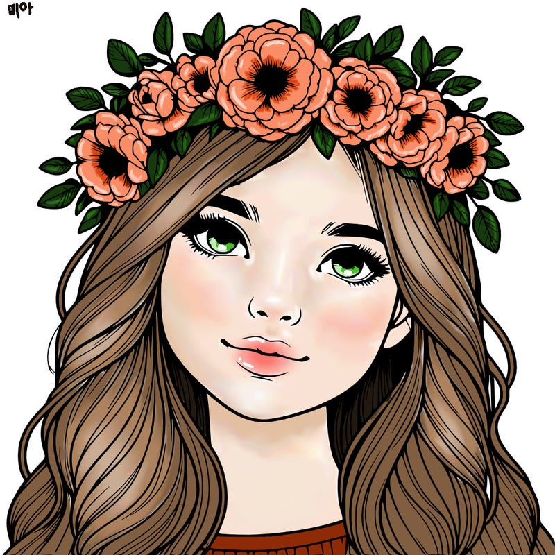 realistic girl with flower crown