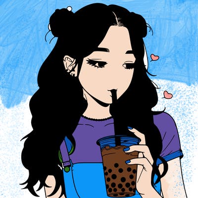 aesthetic realistic girl with boba