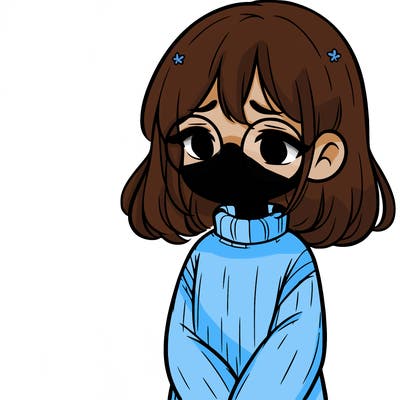sad girl with glasses in a sweater
