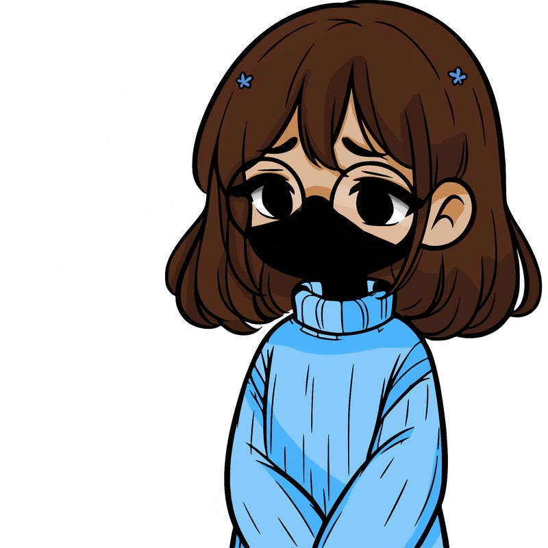 sad girl with glasses in a sweater