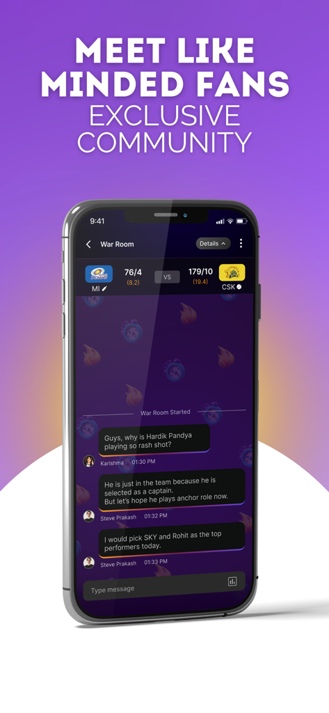 BeBetta: Join Sports Community - Smartphone displaying BeBetta app exclusive sports community chat and live match scores